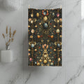 Easter Hand Towel: William Morris Inspired Botanical Floral and Rabbit Motif