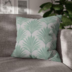 Sage Green & Gray Palm Leaf Pillow Cover: Tropical Minimalist Cushion for Coastal Modern Decor