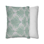 Sage Green & Gray Palm Leaf Pillow Cover: Tropical Minimalist Cushion for Coastal Modern Decor