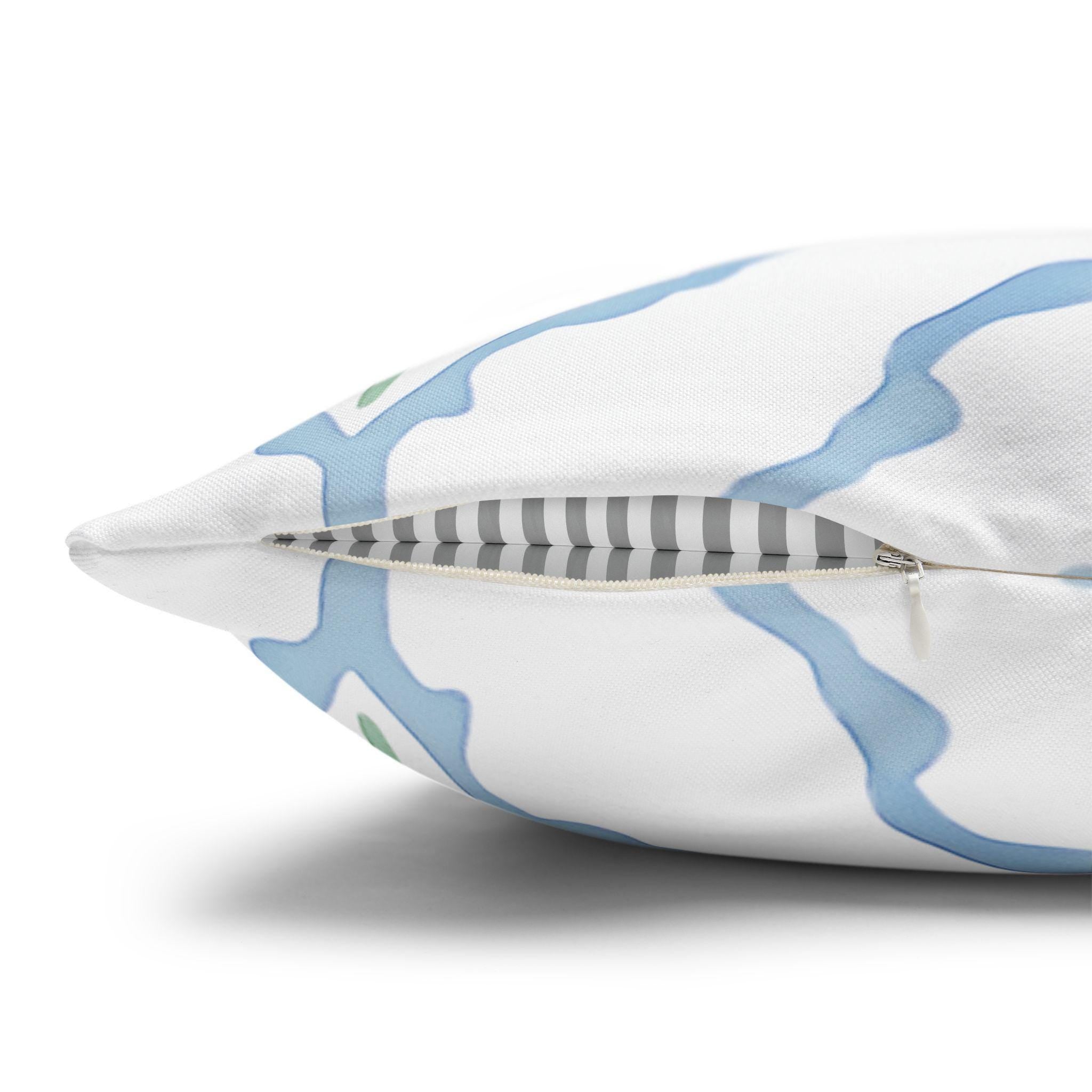 Watercolor Tulip Pillow Cover: Soft Blue & Green Floral Cushion Case for Cottagecore Spring Decor
