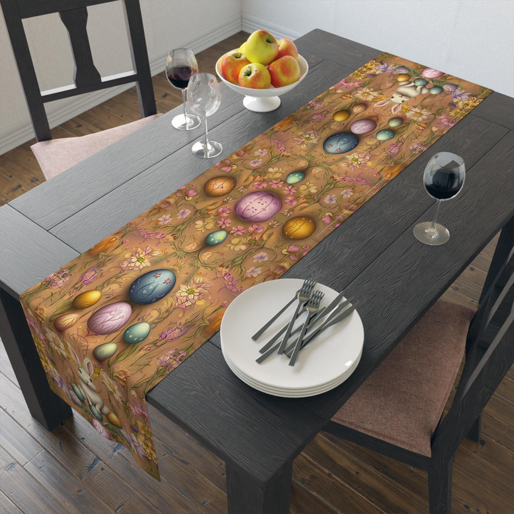 Easter Table Runner: William Morris Floral Bunny Design, Spring Dining Decor