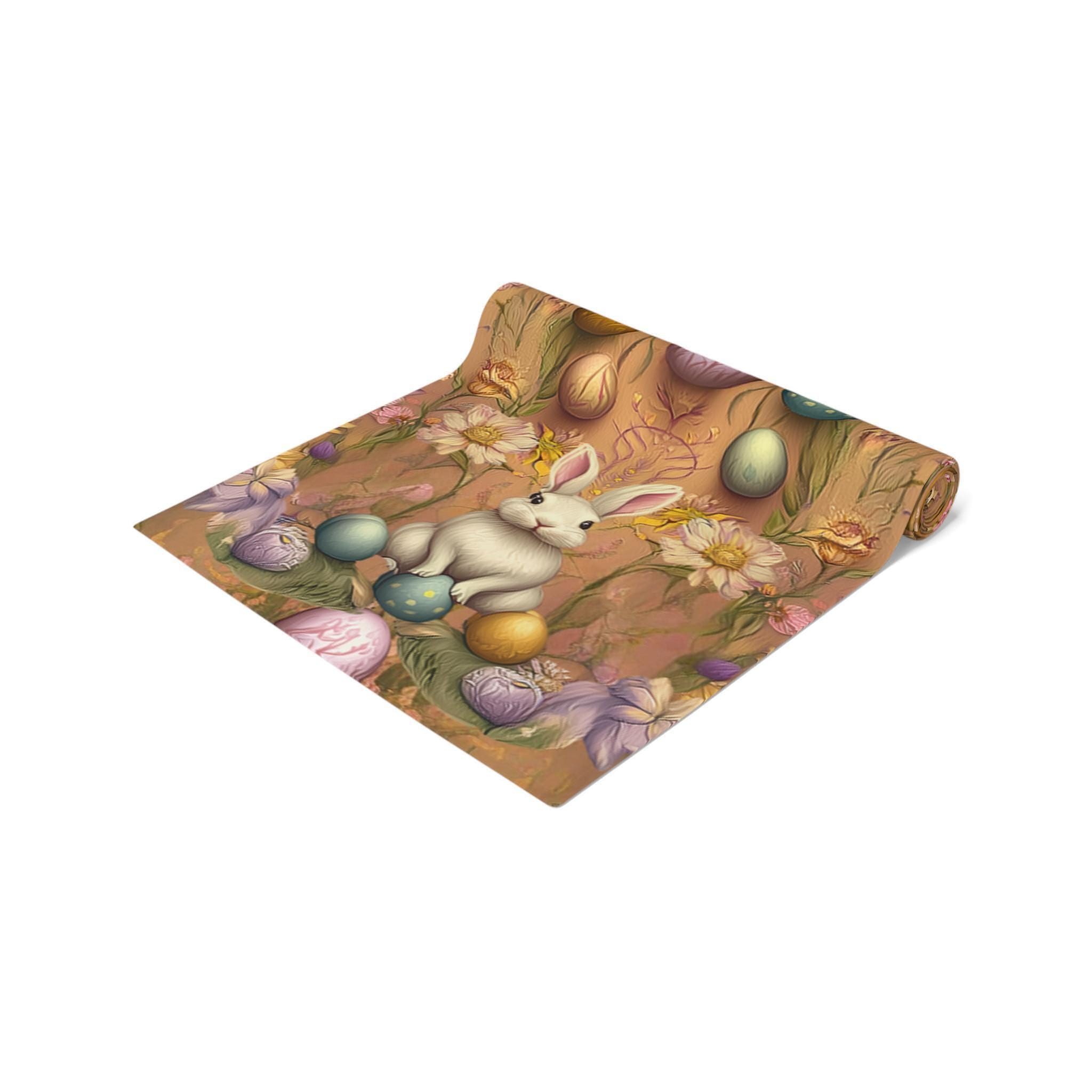 Easter Table Runner: William Morris Floral Bunny Design, Spring Dining Decor