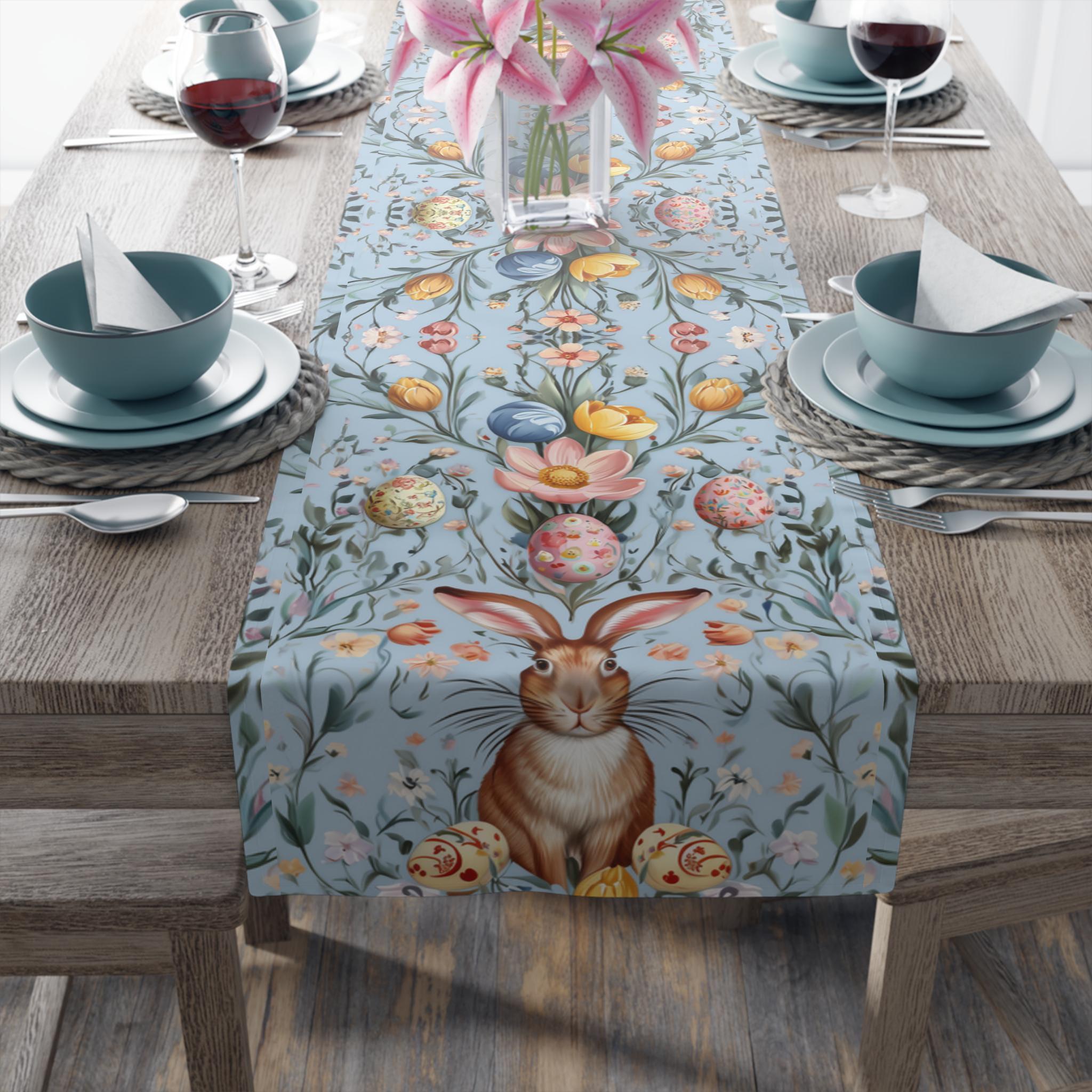 Botanical Easter Table Runner: William Morris Inspired Spring Decor for Dining Room and Kitchen