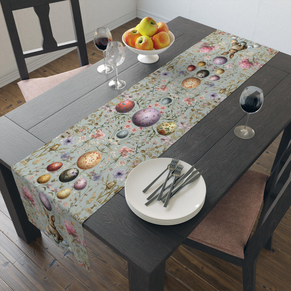 Easter Table Runner: Botanical William Morris Style (Pastel Blue, Two Sizes)