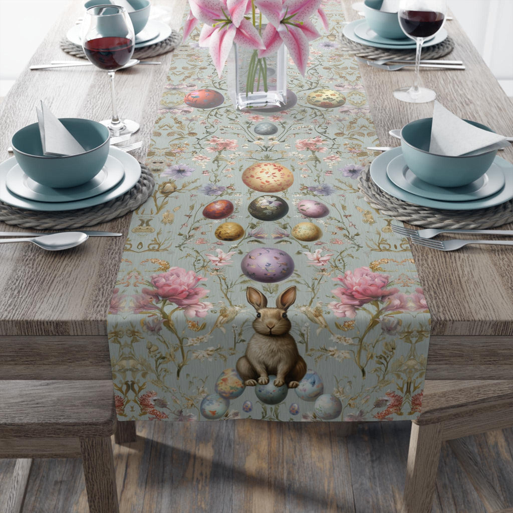 Easter Table Runner: Botanical William Morris Style (Pastel Blue, Two Sizes)