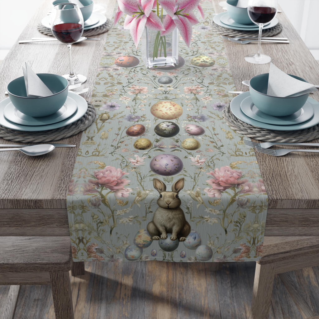 Easter Table Runner: Botanical William Morris Style (Pastel Blue, Two Sizes)