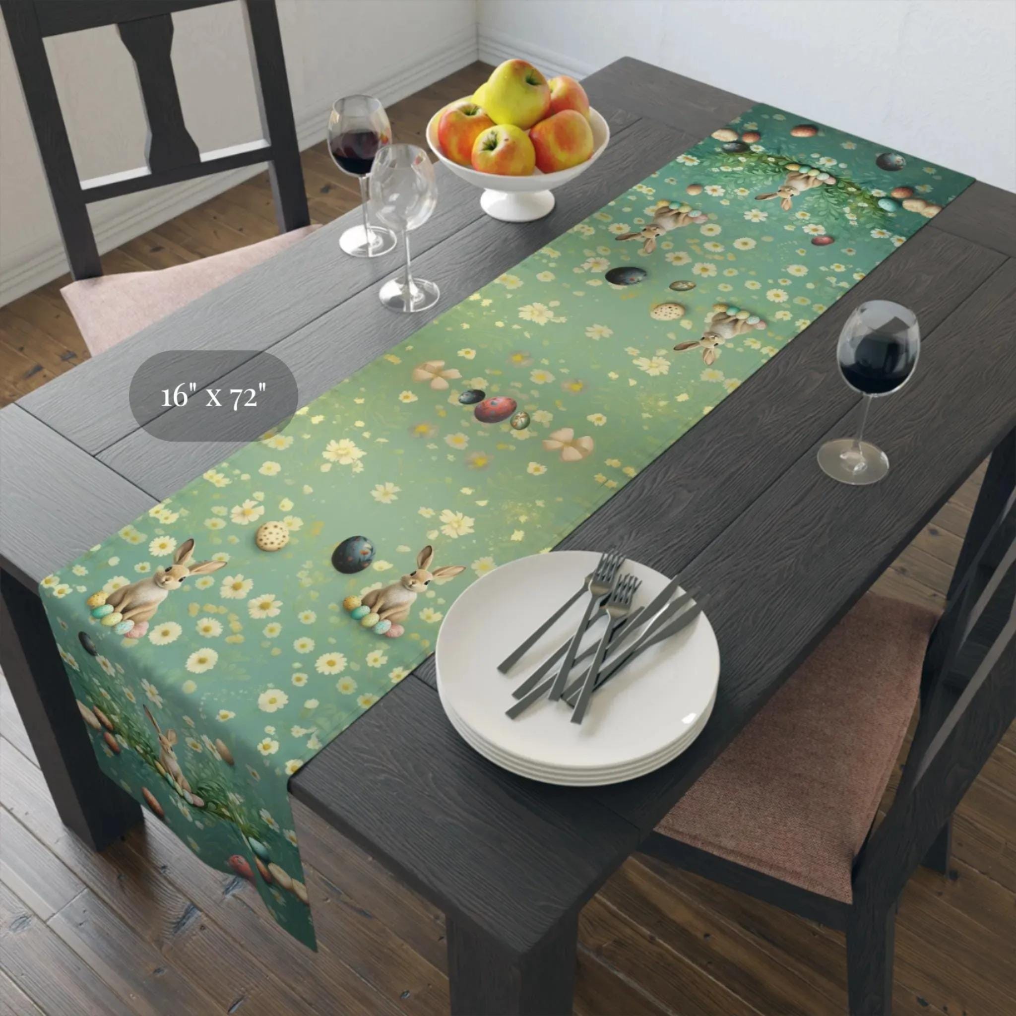William Morris Inspired Easter Table Runner: Wild Bunnies, Ornate Eggs & Spring Florals