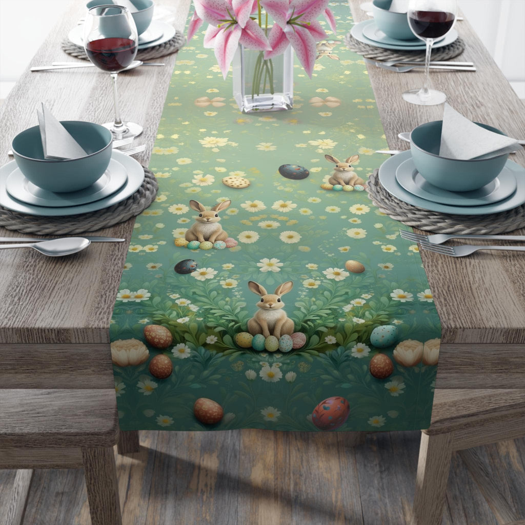 William Morris Inspired Easter Table Runner: Wild Bunnies, Ornate Eggs & Spring Florals
