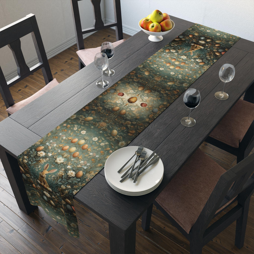 Easter Table Runner: William Morris Inspired Vintage Style Green Floral