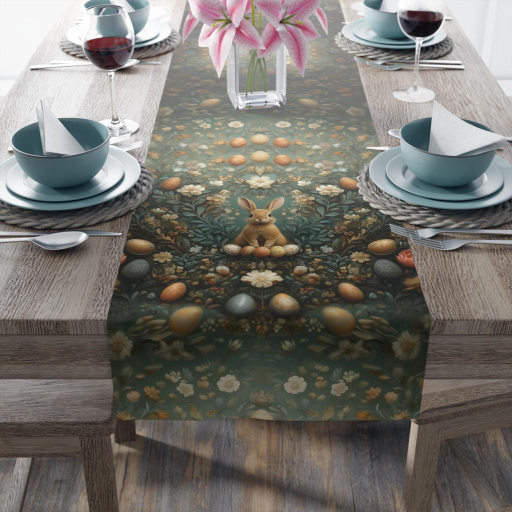 Easter Table Runner: William Morris Inspired Vintage Style Green Floral