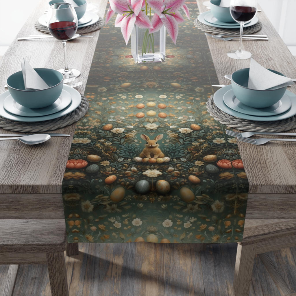 Easter Table Runner: William Morris Inspired Vintage Style Green Floral