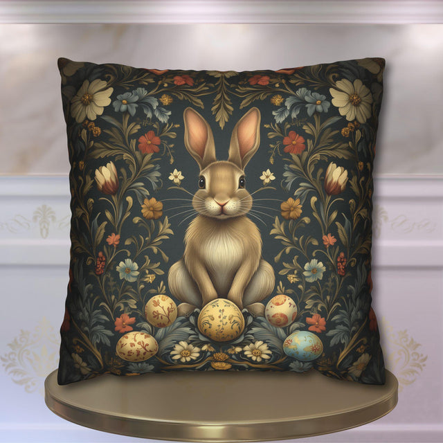 Vintage-Inspired Easter Bunny Pillowcase: William Morris Floral Botanical Square Cushion Cover