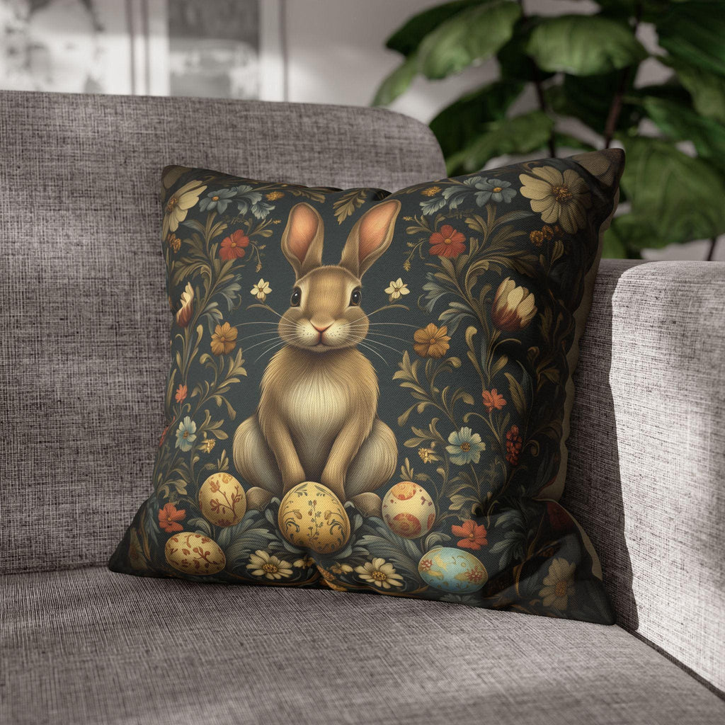 Vintage-Inspired Easter Bunny Pillowcase: William Morris Floral Botanical Square Cushion Cover