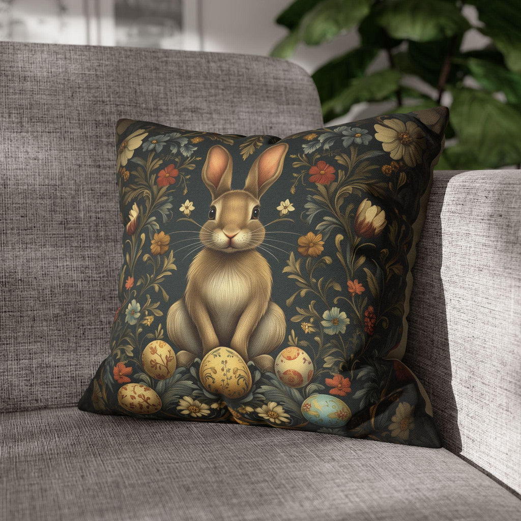 Vintage-Inspired Easter Bunny Pillowcase: William Morris Floral Botanical Square Cushion Cover