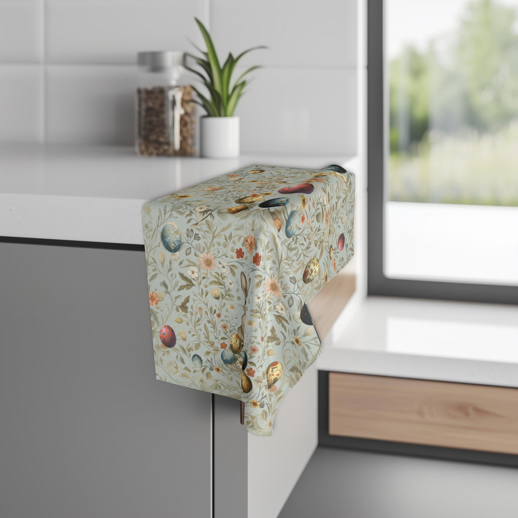 William Morris Easter Hand Towel: Pastel Floral Bunny Design for Kitchen or Bath