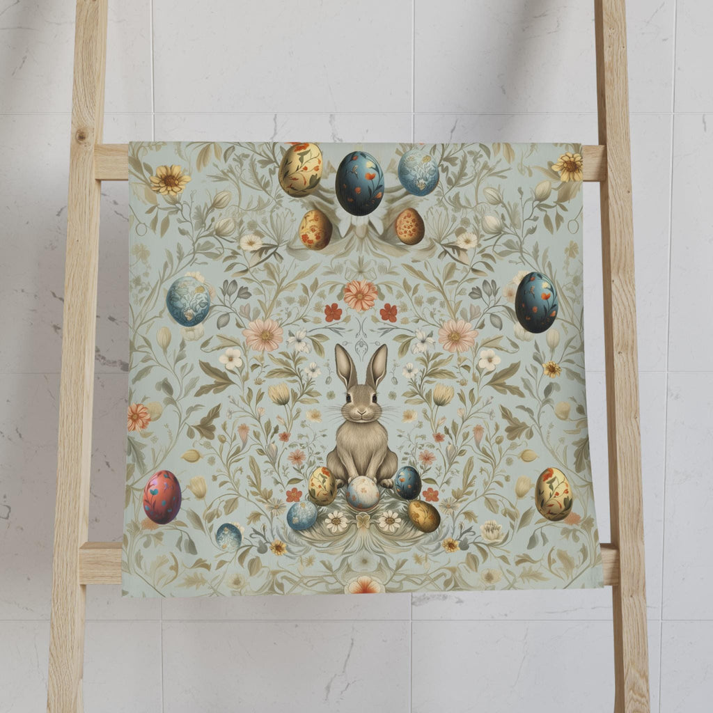 William Morris Easter Hand Towel: Pastel Floral Bunny Design for Kitchen or Bath