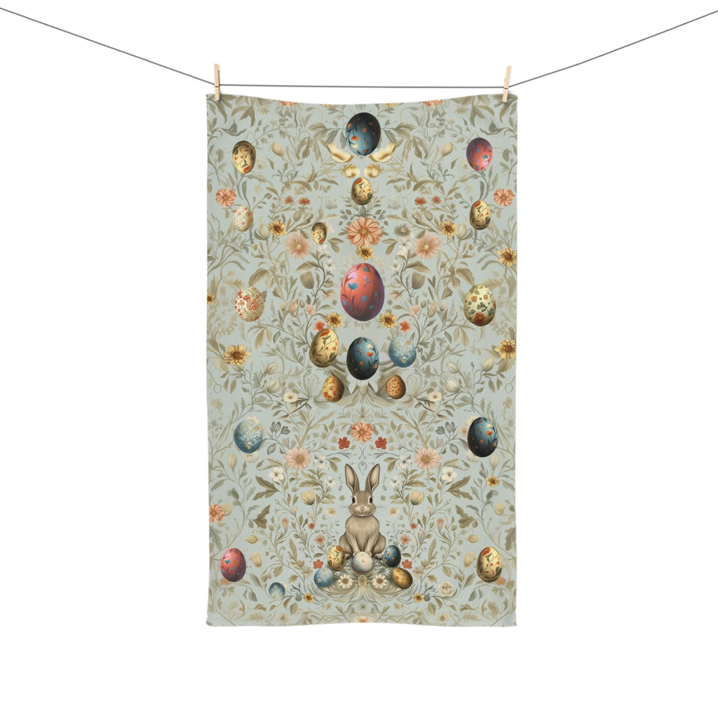 William Morris Easter Hand Towel: Pastel Floral Bunny Design for Kitchen or Bath