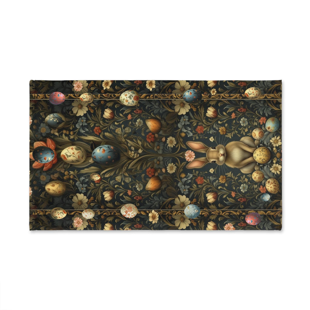 Easter Hand Towel: William Morris Inspired Botanical Floral and Rabbit Motif