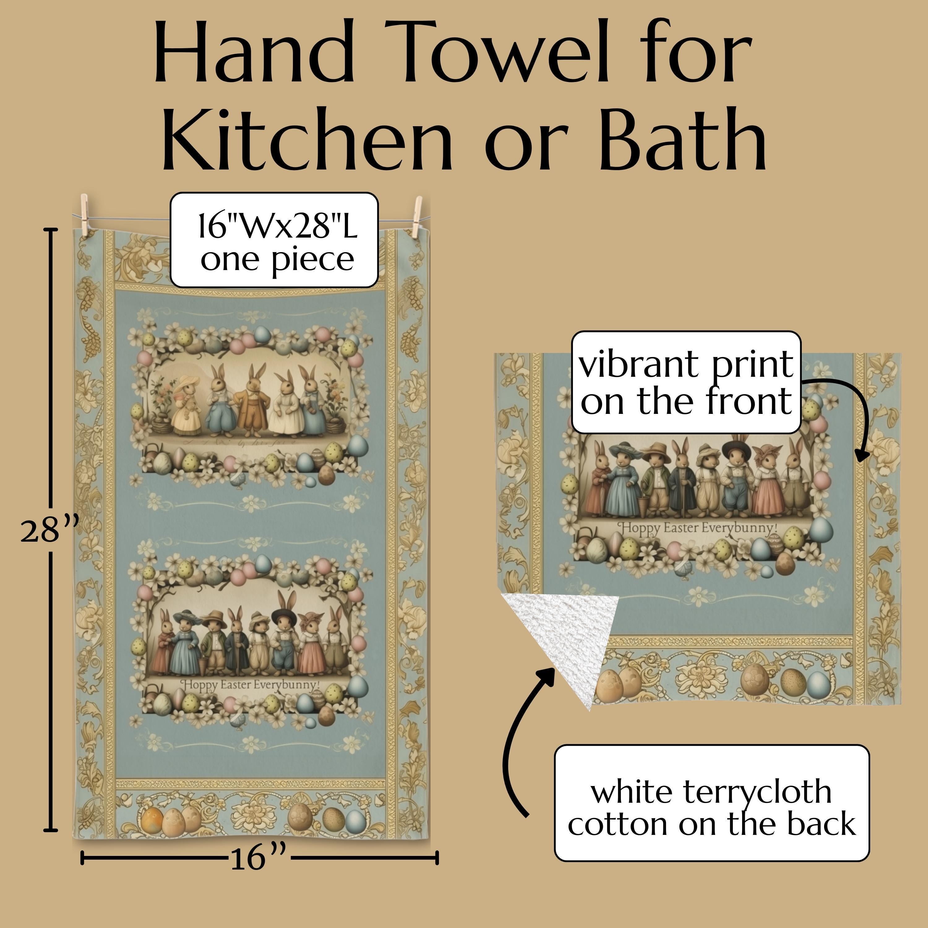 Bunny Family Easter Hand Towel: 1920s Vintage Inspired Spring Decor