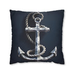 Rustic Silver Anchor Throw Pillow: Nautical Navy Decor