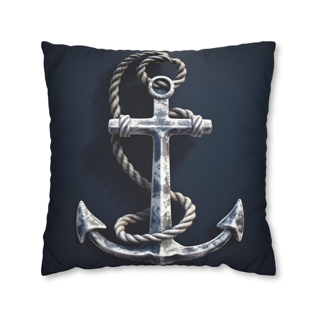 Rustic Silver Anchor Throw Pillow: Nautical Navy Decor