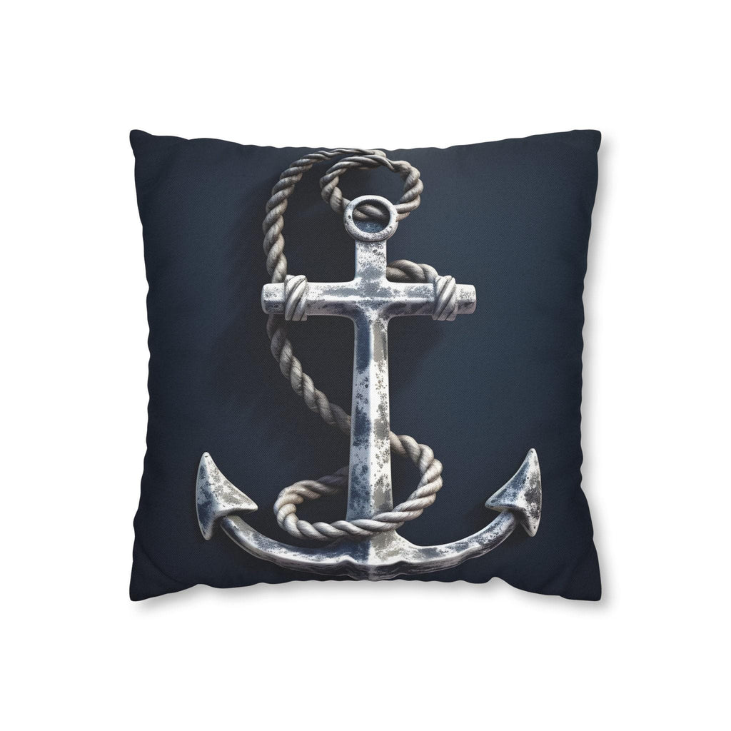 Rustic Silver Anchor Throw Pillow: Nautical Navy Decor