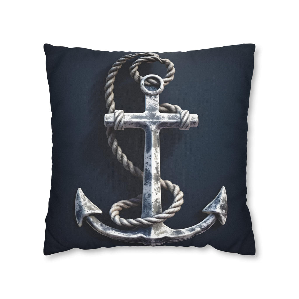 Rustic Silver Anchor Throw Pillow: Nautical Navy Decor