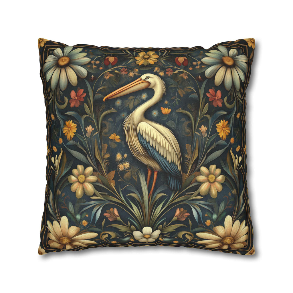 William Morris Heron Pillow Cover: Navy Floral Arts & Crafts Cushion