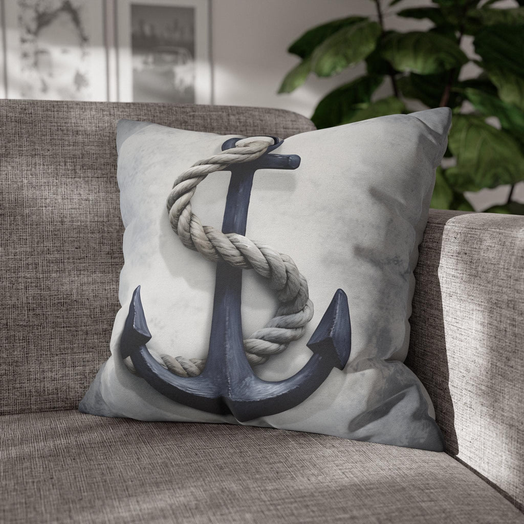 Rustic Navy Anchor Throw Pillow: Nautical Home Decor