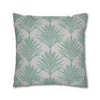 Sage Green & Gray Palm Leaf Pillow Cover: Tropical Minimalist Cushion for Coastal Modern Decor