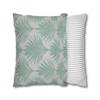 Sage Green & Gray Palm Leaf Pillow Cover: Tropical Minimalist Cushion for Coastal Modern Decor