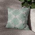 Sage Green & Gray Palm Leaf Pillow Cover: Tropical Minimalist Cushion for Coastal Modern Decor