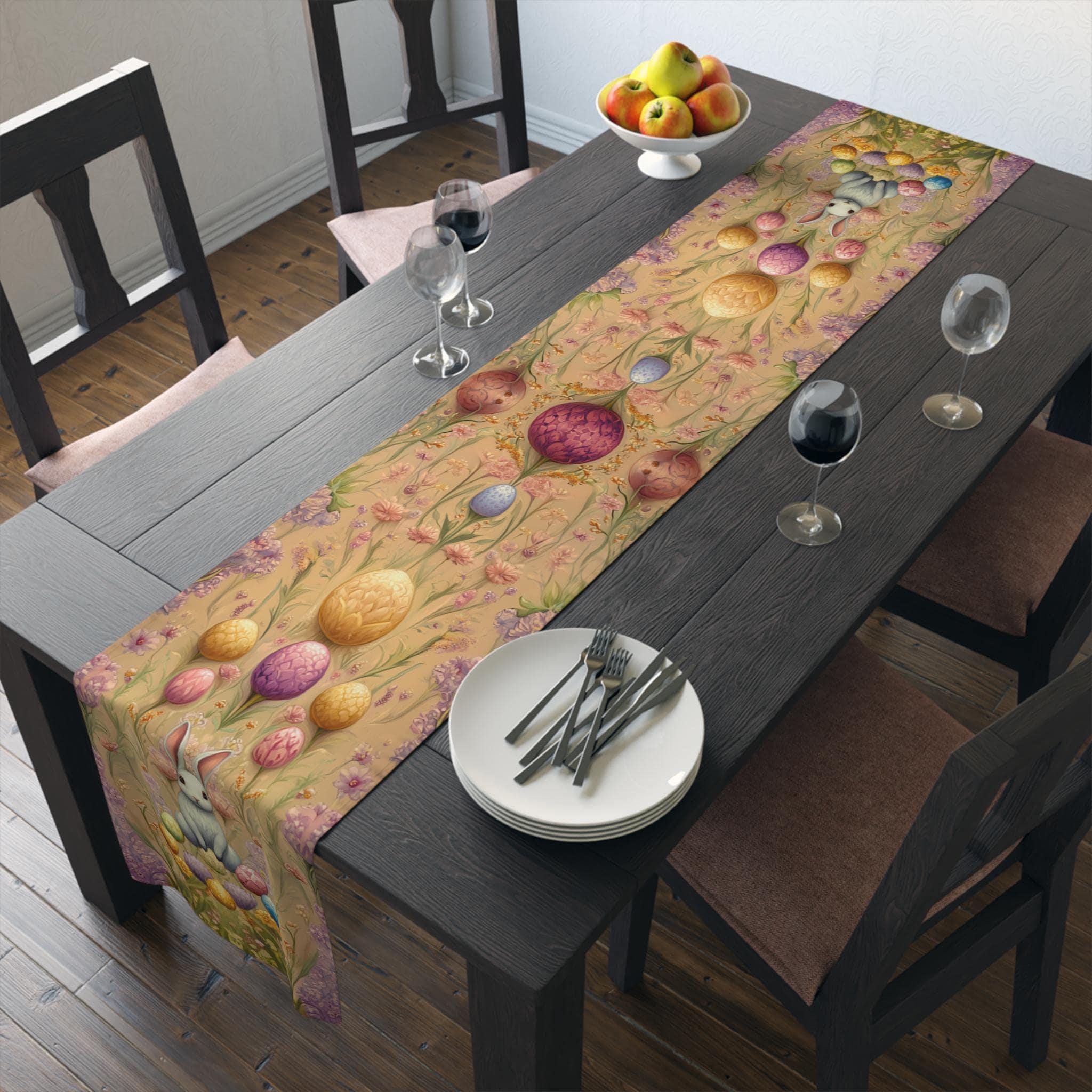 Vintage-Inspired Easter Table Runner: Whimsical Bunny & Floral Design for Springtime Decor