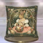 Victorian Princess Rabbit Pillow Cover: William Morris Inspired Whimsical Easter Decor
