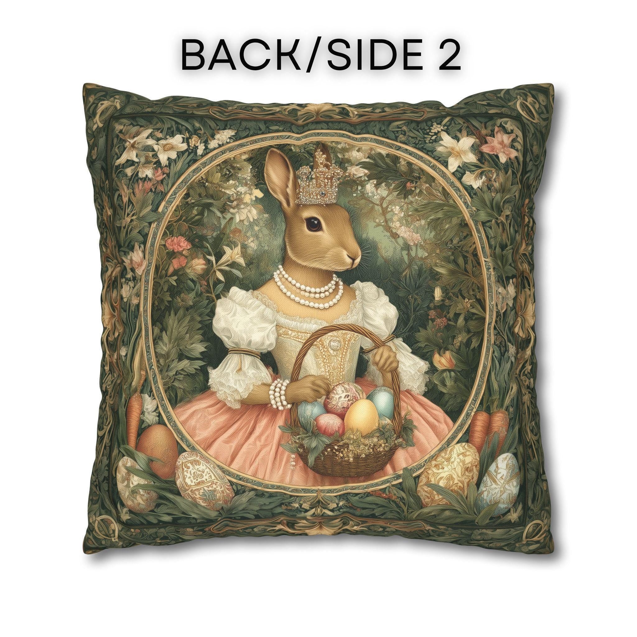 Victorian Princess Rabbit Pillow Cover: William Morris Inspired Whimsical Easter Decor