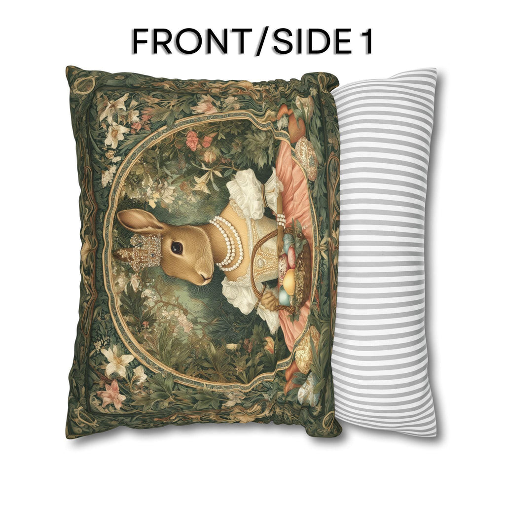 Victorian Princess Rabbit Pillow Cover: William Morris Inspired Whimsical Easter Decor