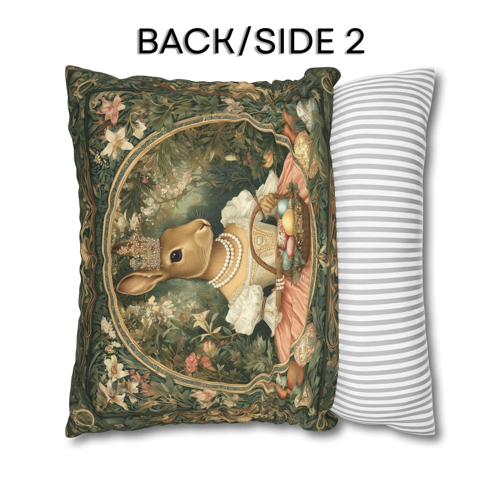 Victorian Princess Rabbit Pillow Cover: William Morris Inspired Whimsical Easter Decor