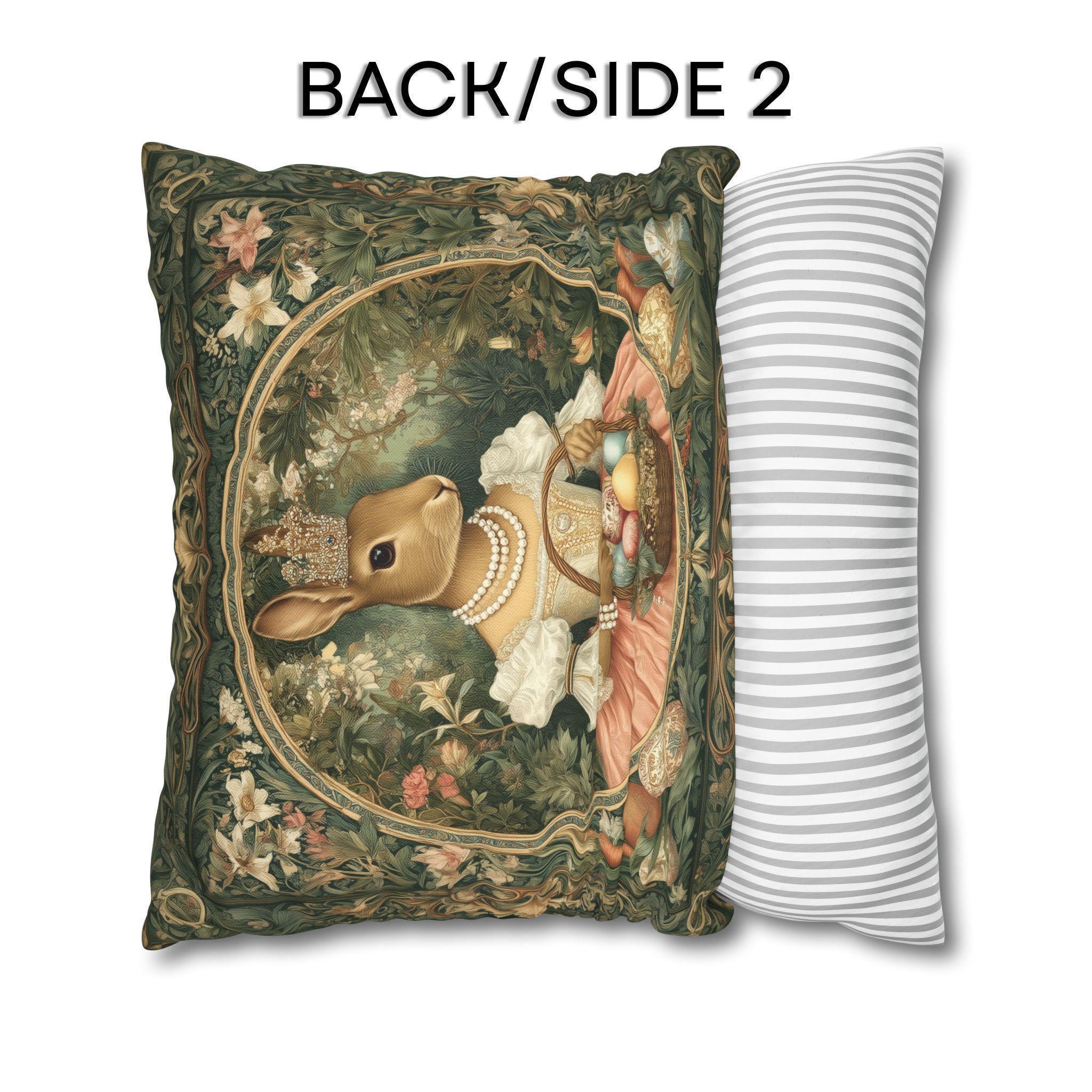 Victorian Princess Rabbit Pillow Cover: William Morris Inspired Whimsical Easter Decor