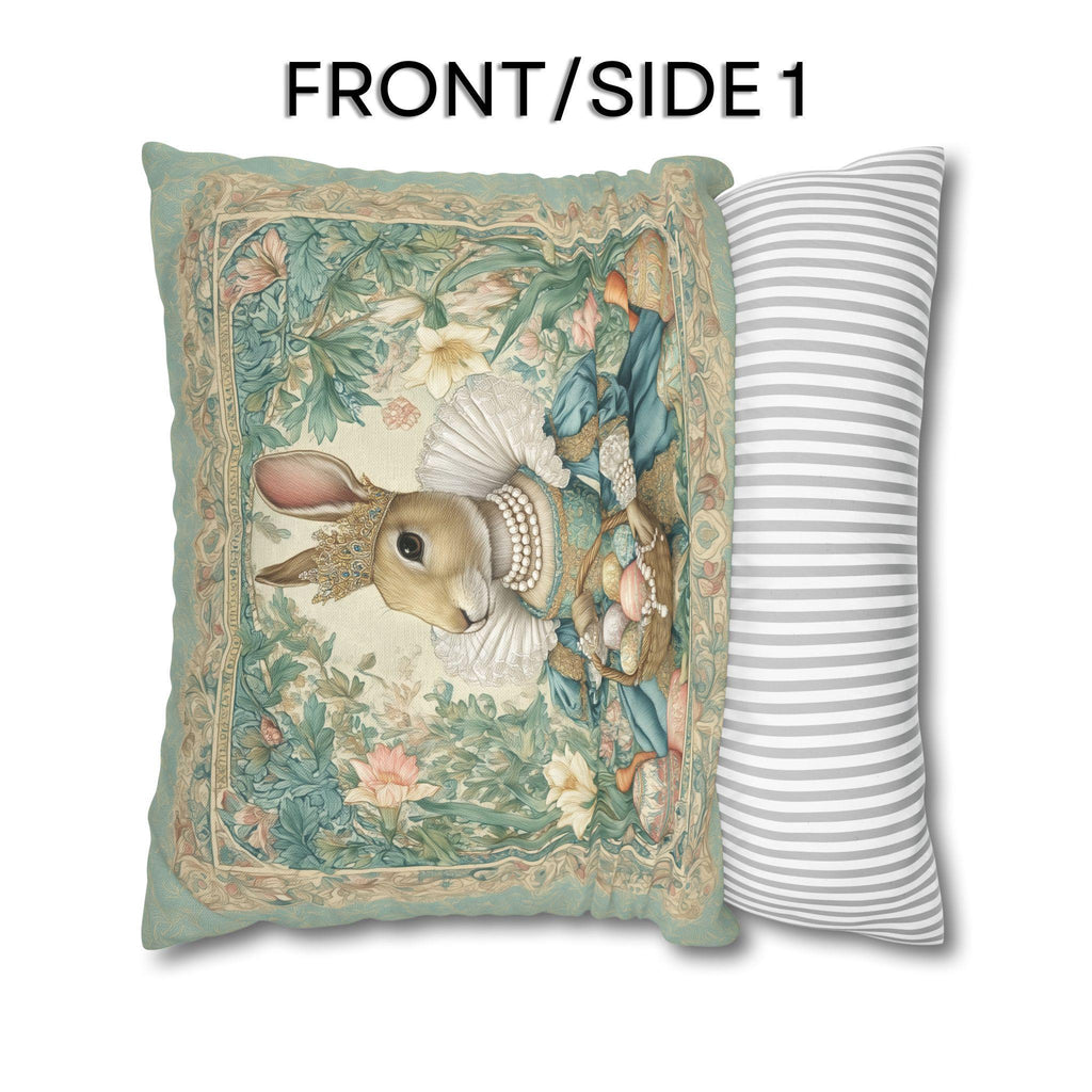 Victorian Easter Princess Bunny Pillow Cover: William Morris Inspired Whimsical Spring Decor