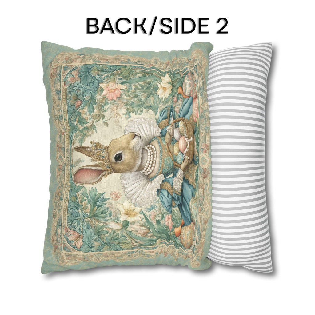 Victorian Easter Princess Bunny Pillow Cover: William Morris Inspired Whimsical Spring Decor