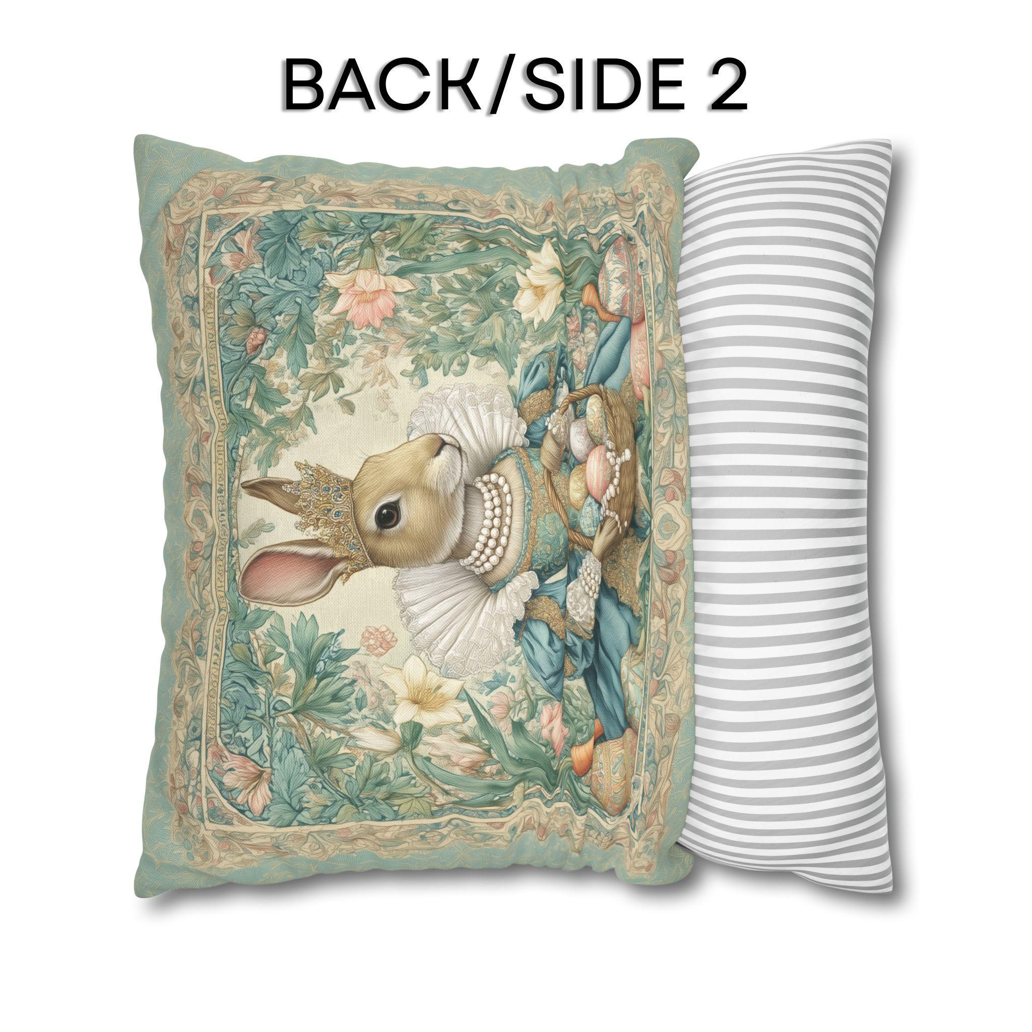 Victorian Easter Princess Bunny Pillow Cover: William Morris Inspired Whimsical Spring Decor