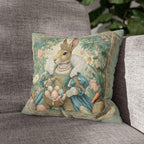 Victorian Easter Princess Bunny Pillow Cover: William Morris Inspired Whimsical Spring Decor