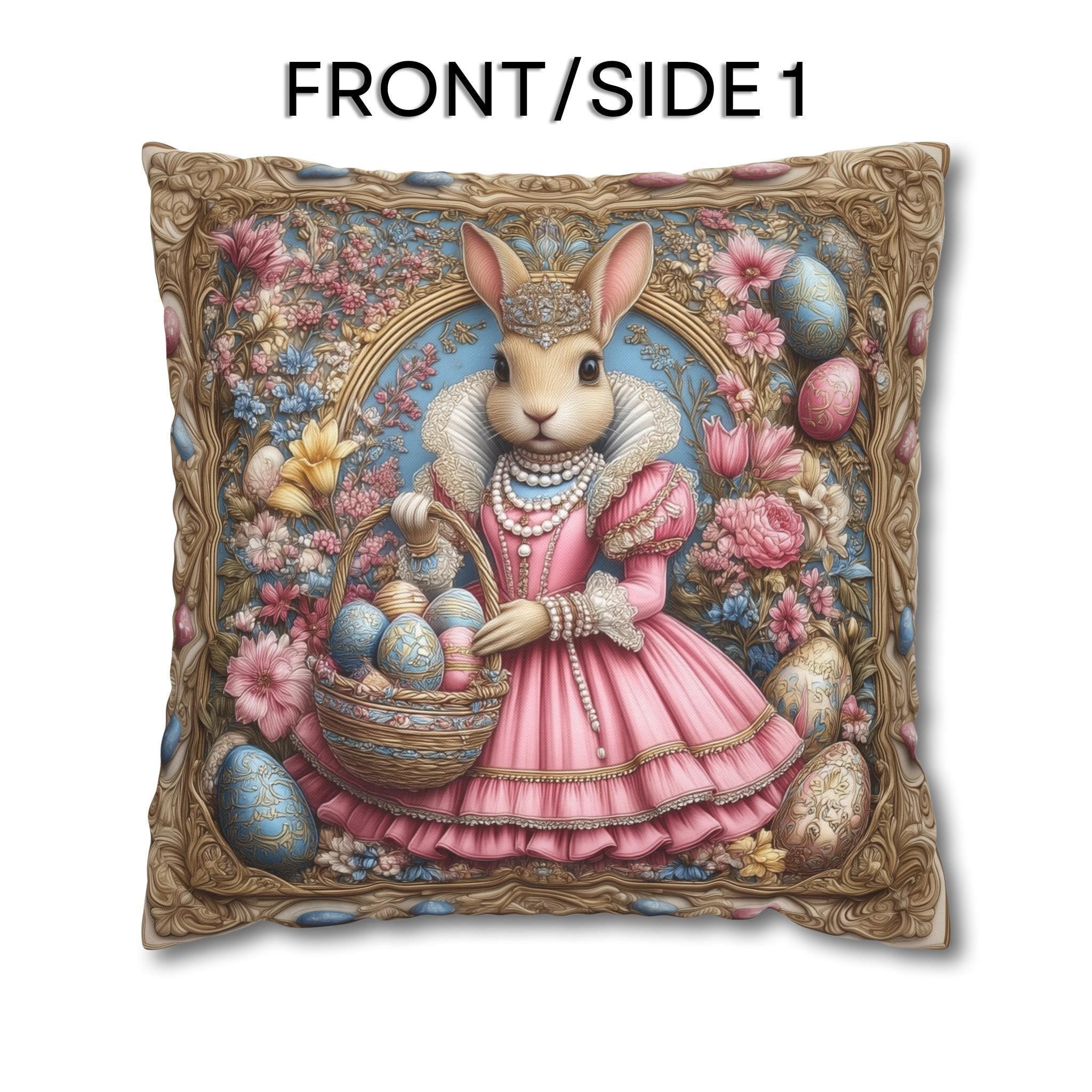 Victorian Bunny Princess Easter Pillow Cover: Whimsical William Morris Decor
