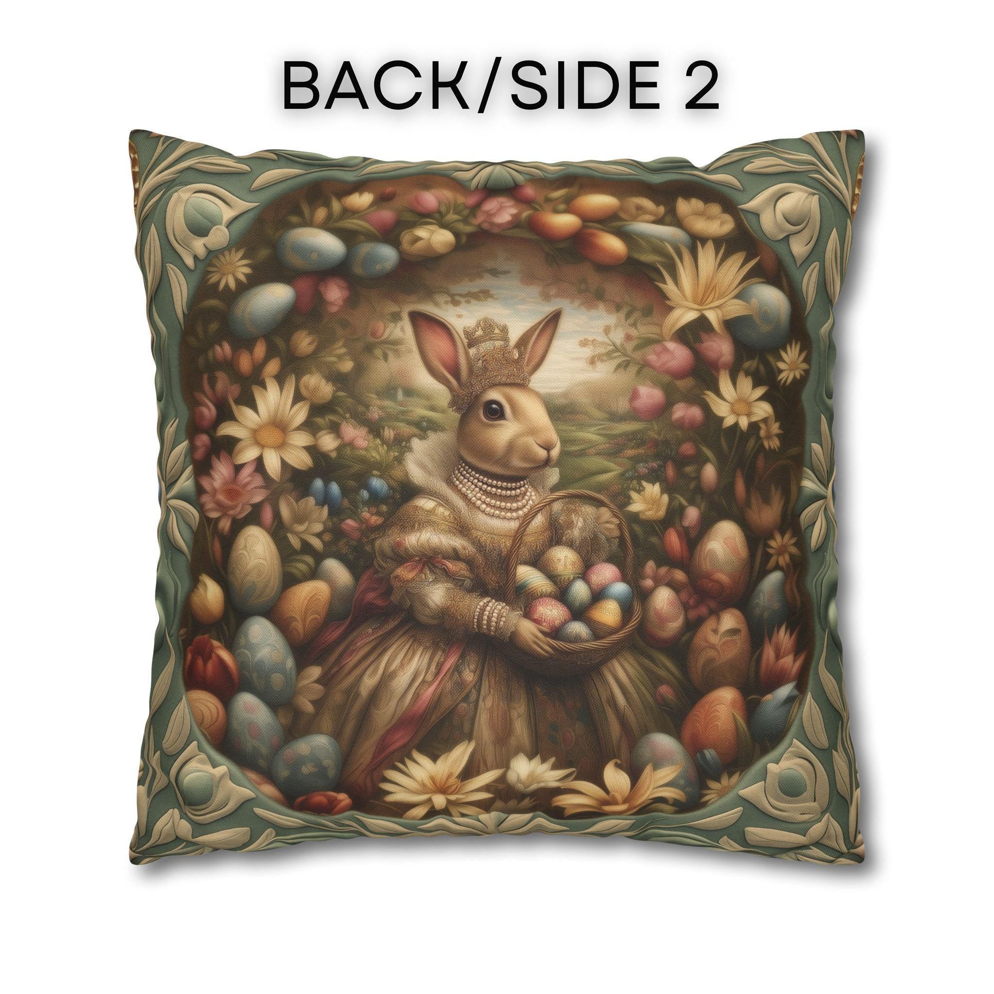 William Morris Easter Pillow Cover: Bunny in Victorian Dress