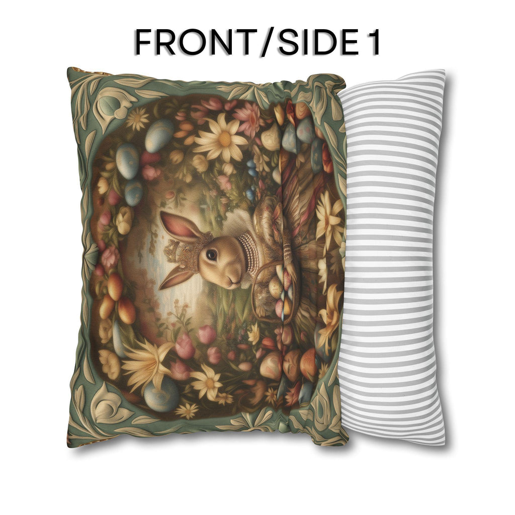 William Morris Easter Pillow Cover: Bunny in Victorian Dress