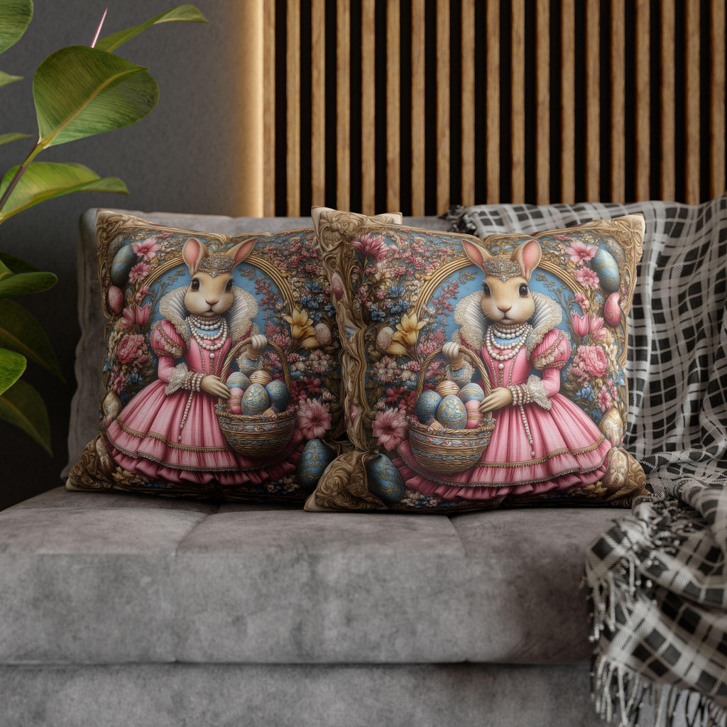 Victorian Bunny Princess Easter Pillow Cover: Whimsical William Morris Decor