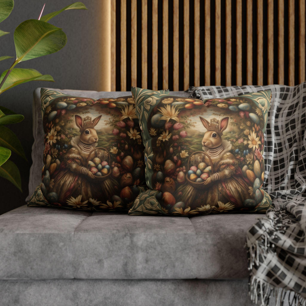 William Morris Easter Pillow Cover: Bunny in Victorian Dress