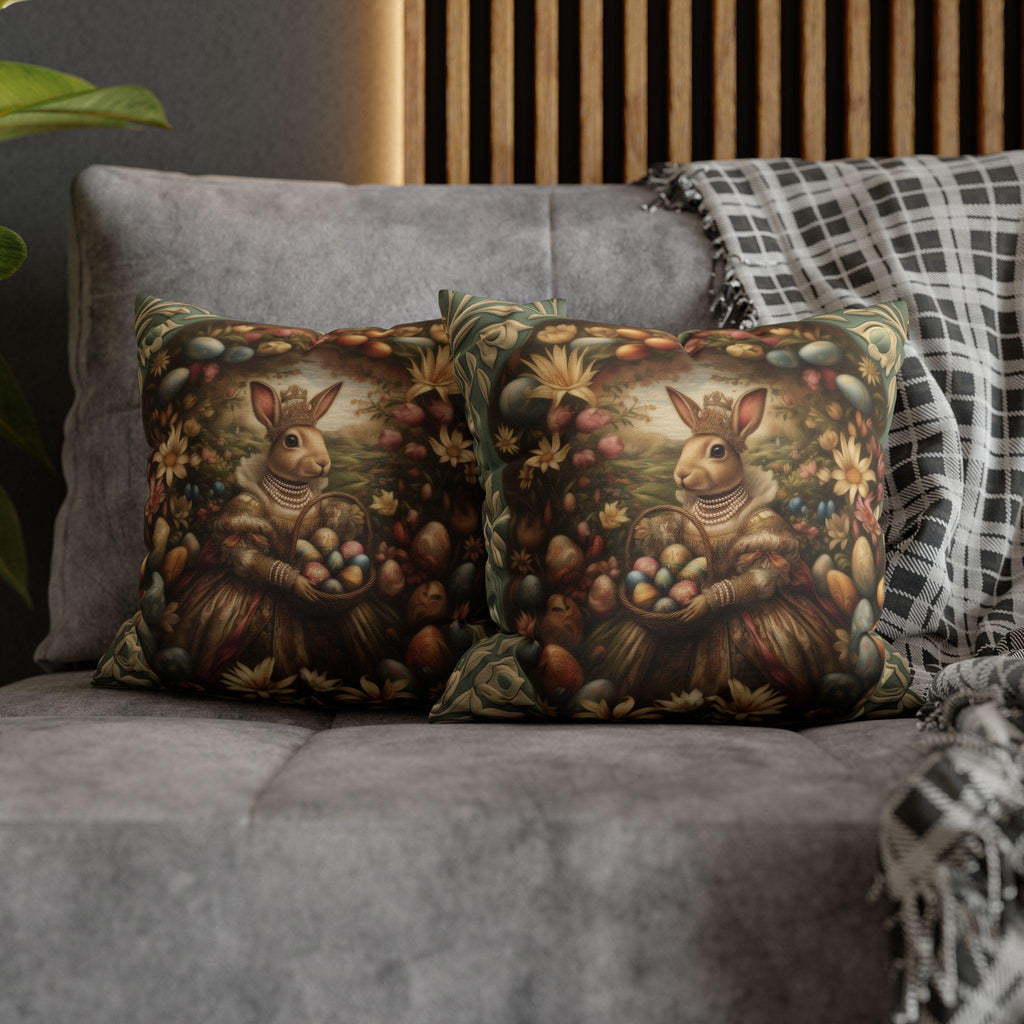 William Morris Easter Pillow Cover: Bunny in Victorian Dress
