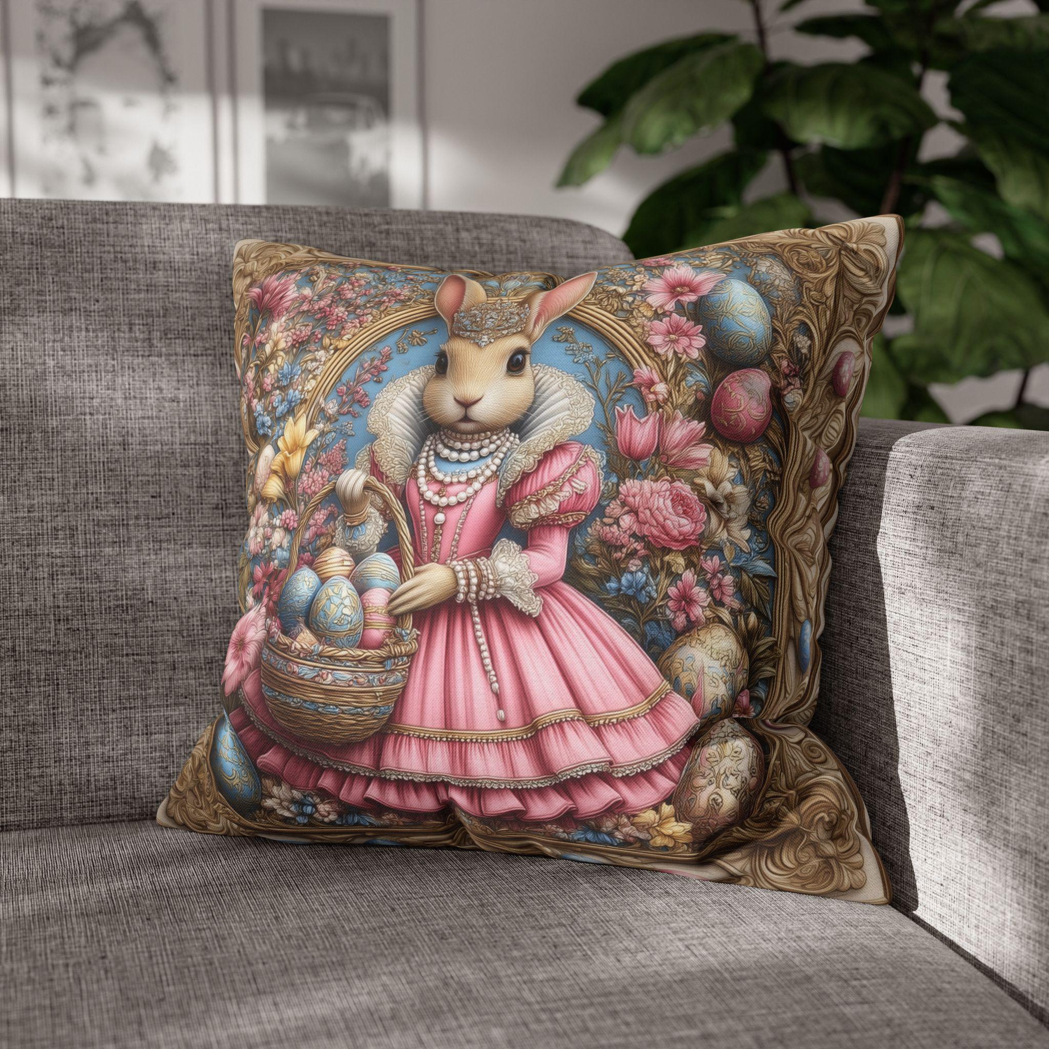 Victorian Bunny Princess Easter Pillow Cover: Whimsical William Morris Decor