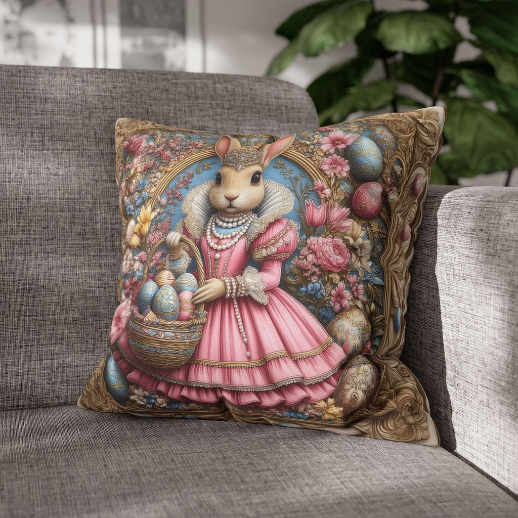 Victorian Bunny Princess Easter Pillow Cover: Whimsical William Morris Decor